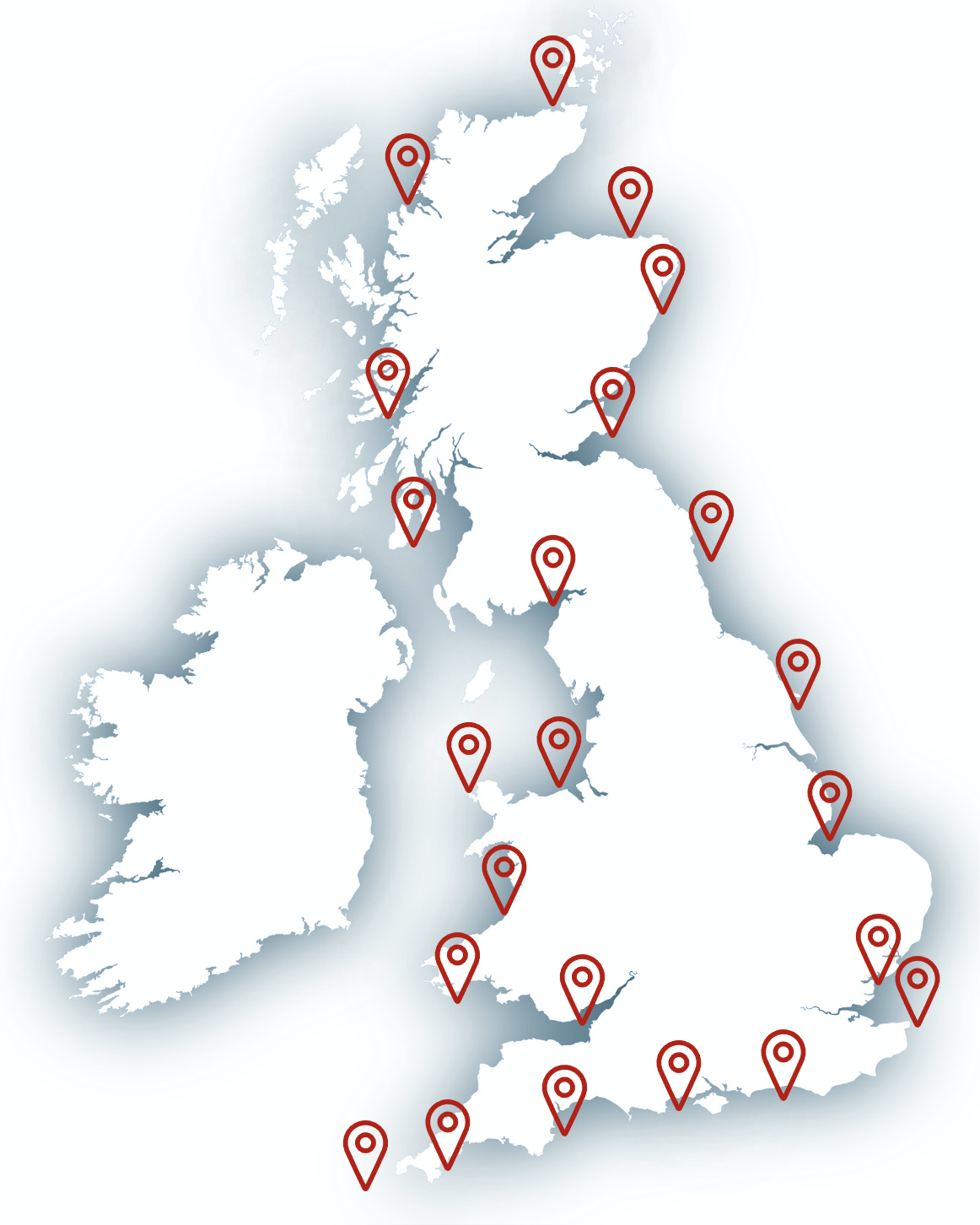 Proposed locations of sampling sites around the British Isles